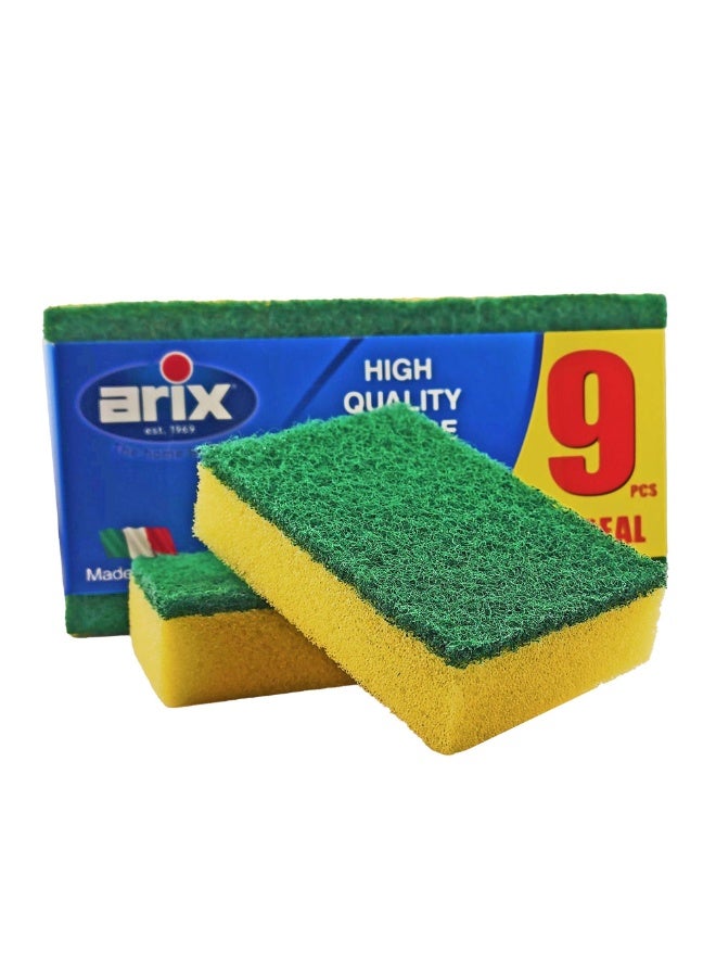 Arix Sponge Scourer 9-Piece Pack – Heavy Duty Non-Scratch Dishwashing Sponges - Image 2